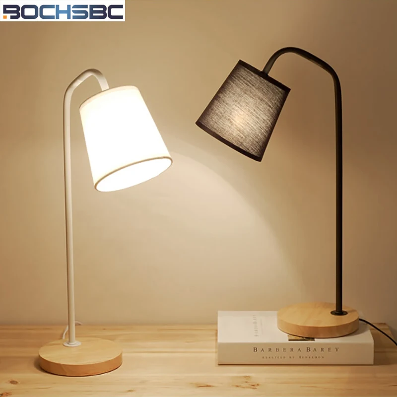 BOCHSBC Nordic Creative Wood LED Table Light for Bedroom Beside Light Study Desk Lamps Black White Fabric Shade Lampara E27 Lamp
BOCHSBC Nordic Creative Wood LED Table Light for Bedroom Beside Light Study Desk Lamps Black White Fabric Shade Lampara E27 Lamp
