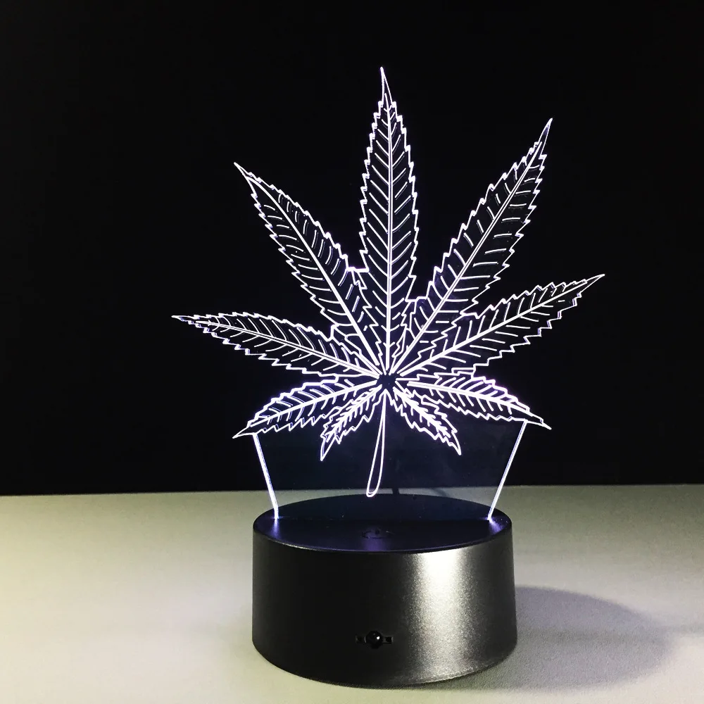 Leaves LED 3D Night Light RGB Changeable Weed Optical Visual Table Lamp Room Party Decoration Lighting
Leaves LED 3D Night Light RGB Changeable Weed Optical Visual Table Lamp Room Party Decoration Lighting