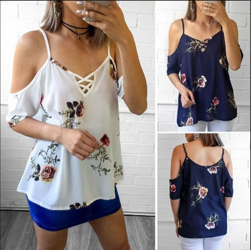 Summer Casual Women V-neck Short Sleeve Shirt Floral Printed Off Shoulder Blouses
Summer Casual Women V-neck Short Sleeve Shirt Floral Printed Off Shoulder Blouses