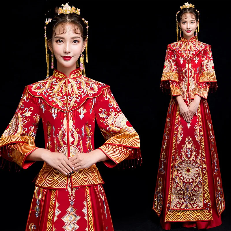 New Arrival Traditional Chinese Wedding Dress Long Cheongsam Handmade Embroidery Qipao Dresses Retro Dressing Gown Size S-XXL
New Arrival Traditional Chinese Wedding Dress Long Cheongsam Handmade Embroidery Qipao Dresses Retro Dressing Gown Size S-XXL