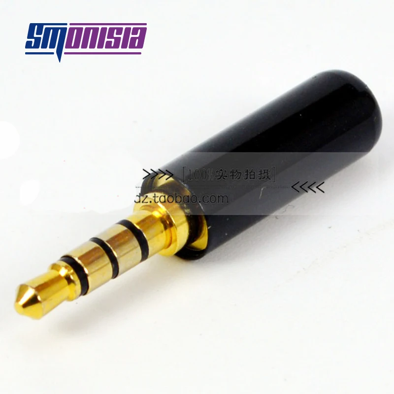 5 шт. 100 3.5 мм Малый 4Pin гарнитура с микрофоном Plug чистой меди позолоченный разъем