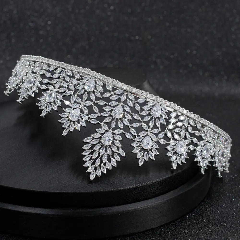 Cubic Zirconia Wedding Bridal Leaves Tiara Crown Women Girl Prom Hair Jewelry Accessories Real Platinum Plated CH10280
Cubic Zirconia Wedding Bridal Leaves Tiara Crown Women Girl Prom Hair Jewelry Accessories Real Platinum Plated CH10280