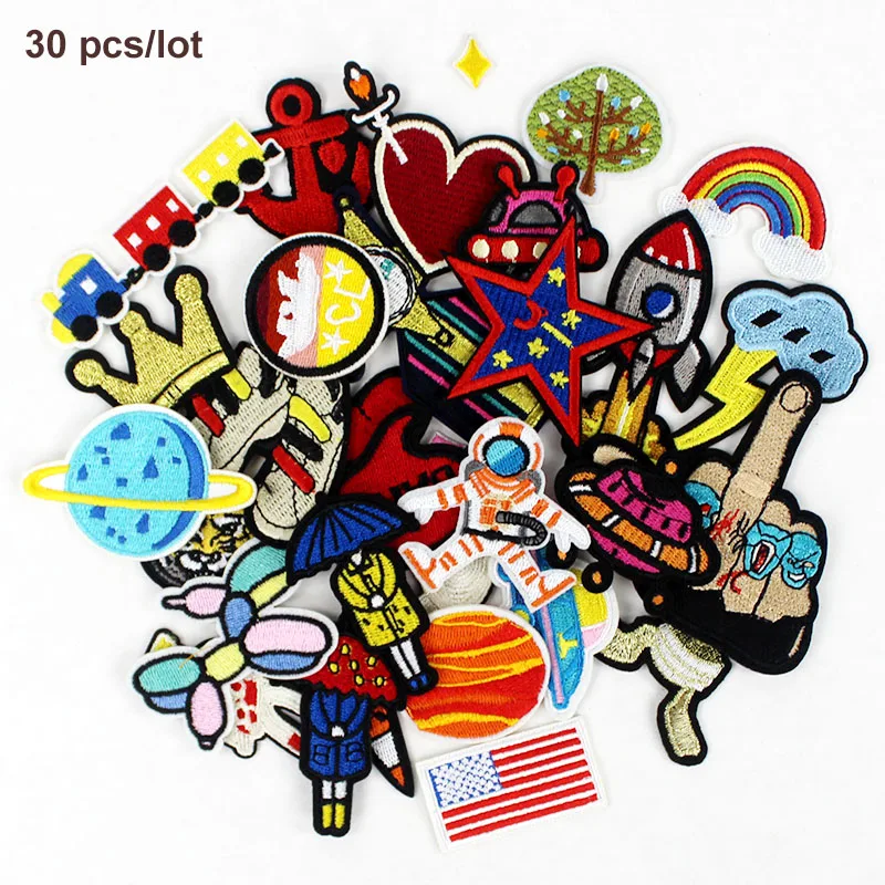 New Fashion Spaceship Embroidered clothes patches hot iron on badge Appliques Stickers Fabric for clothing 30pcs/lot
New Fashion Spaceship Embroidered clothes patches hot iron on badge Appliques Stickers Fabric for clothing 30pcs/lot