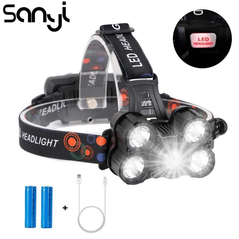 SANYI 5 * XML T6 светодиодный налобный фонарь USB перезаряжаемая фара 4 режима налобный фонарь для охоты ночной рыбалки с USB кабелем
SANYI 5 * XML T6 светодиодный налобный фонарь USB перезаряжаемая фара 4 режима налобный фонарь для охоты ночной рыбалки с USB кабелем