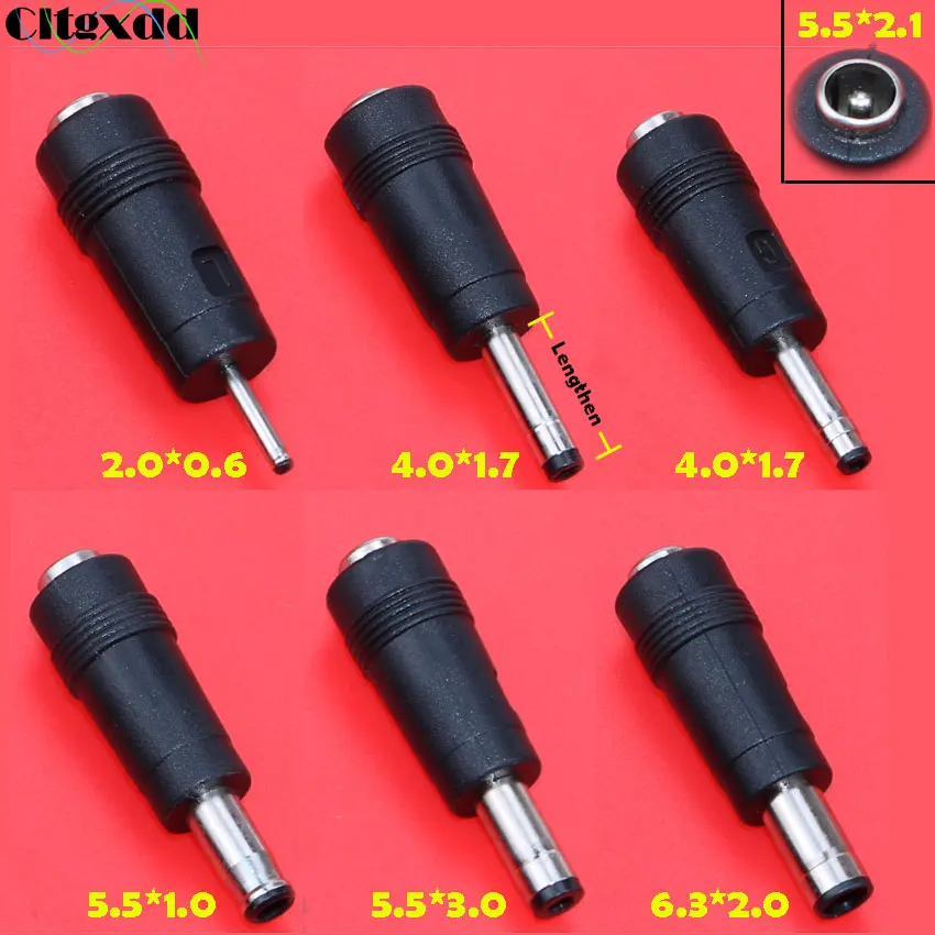 cltgxdd 1pcs DC jack 5.5 X 2.1 mm female to 2.0 *0.6 / 4.0 *1.7 / 5.5*1.0 / 5.5*3.0 / 6.3 *2.0mm male DC power plug adapter
cltgxdd 1pcs DC jack 5.5 X 2.1 mm female to 2.0 *0.6 / 4.0 *1.7 / 5.5*1.0 / 5.5*3.0 / 6.3 *2.0mm male DC power plug adapter
