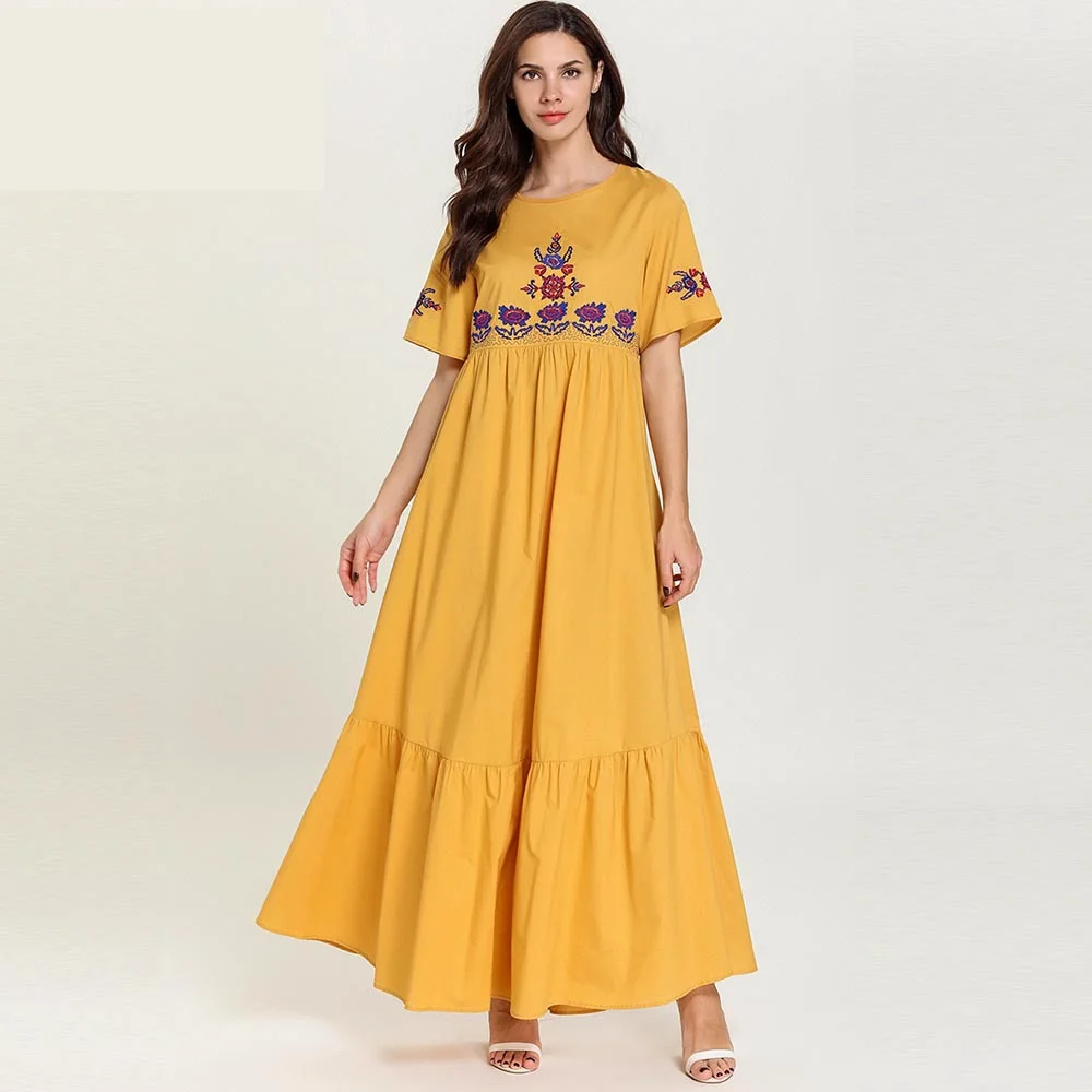Woman Yellow Vintage Dress Cotton Long Style Plus Size One-Piece Dress 2019 Lady Loose Embroider Shivering Elegant 4xl Vestidos
Woman Yellow Vintage Dress Cotton Long Style Plus Size One-Piece Dress 2019 Lady Loose Embroider Shivering Elegant 4xl Vestidos