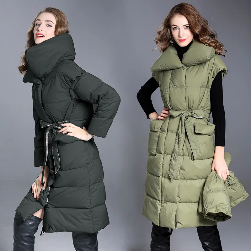 Schinteon High Quality Down Coat Vest Removable Sleeves Warm Winter Fashion Outwear Jacket Green Black Adjustable Belt
Schinteon High Quality Down Coat Vest Removable Sleeves Warm Winter Fashion Outwear Jacket Green Black Adjustable Belt