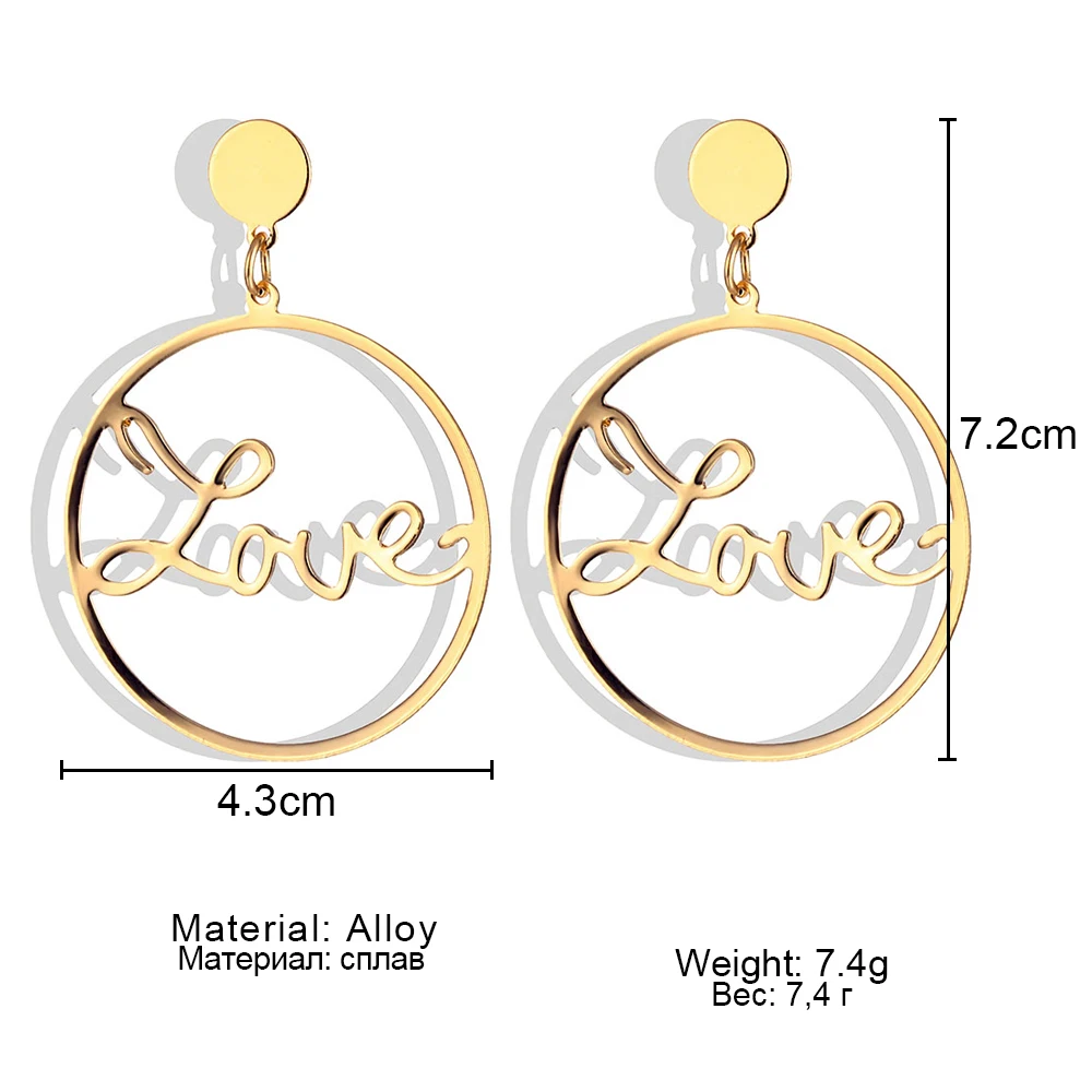 Vienkim Fashion Big Circle Hollow LOVE Earrings for Women Geometric Round Bohemian Dangle Earrings 2019 Trendy Statement Jewelry
Vienkim Fashion Big Circle Hollow LOVE Earrings for Women Geometric Round Bohemian Dangle Earrings 2019 Trendy Statement Jewelry