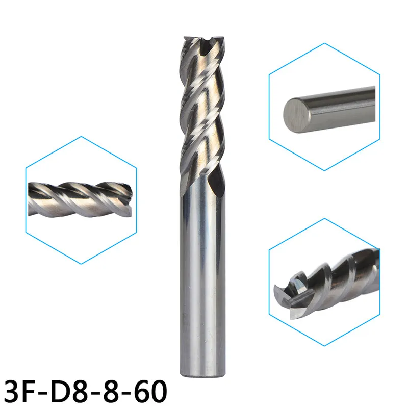 Tungsten Steel End Mills 5PCS/D8-8-60 Milling cutters for Aluminum 3-Flute Diameter 8mm End mills Router bits, suit for Aluminum
Tungsten Steel End Mills 5PCS/D8-8-60 Milling cutters for Aluminum 3-Flute Diameter 8mm End mills Router bits, suit for Aluminum