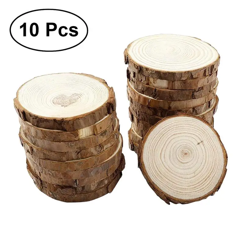 Деревянные ломтики диски деревянные подставки из необработанного дерева для
