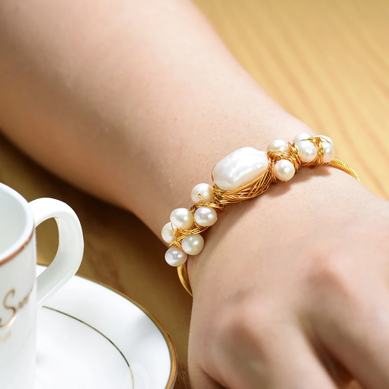 GLSEEVO Natural Fresh Water Baroque Pearl Bracelets For Women Wedding Gifts Handmade Adjustable Bangle Fine Jewelry GB0053
GLSEEVO Natural Fresh Water Baroque Pearl Bracelets For Women Wedding Gifts Handmade Adjustable Bangle Fine Jewelry GB0053