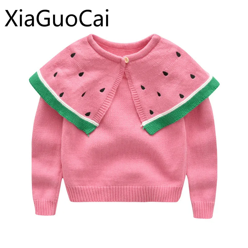 

Baby Girl Winter Clothes Autumn Baby Sweater Cloak Pullover Sweater Tiny Cottons Watermelon Embroidery Kids Knit Sweater