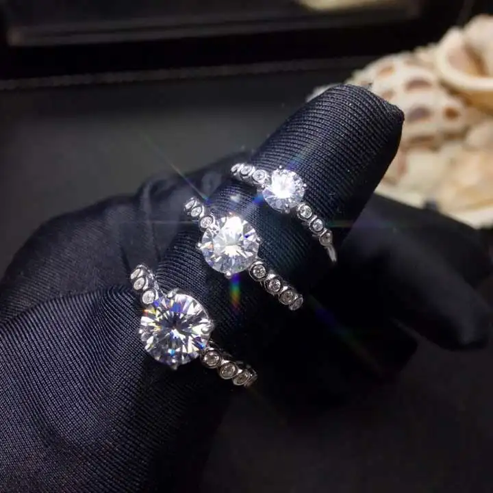 

[MeiBaPJ Блестящий синтетический драгоценный камень, классика, простое кольцо для женщин 925 стерлингового серебра ювелирные украшения Свадебн...