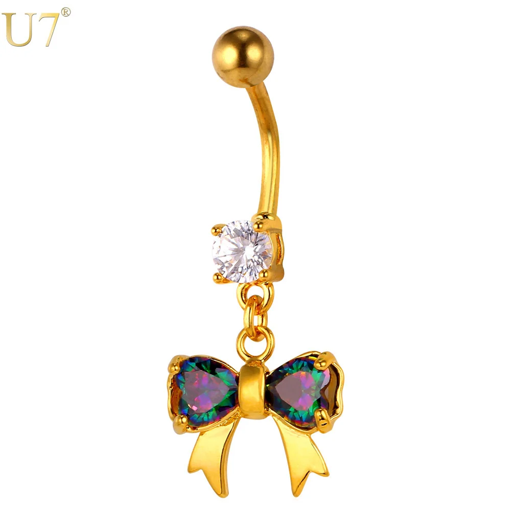 U7 Gold Color Piercing Ombligo New Cute Cubic Zirconia Belly Button Ring For Women Bow-knot Navel Body Jewelry Wholesale Db010
U7 Gold Color Piercing Ombligo New Cute Cubic Zirconia Belly Button Ring For Women Bow-knot Navel Body Jewelry Wholesale Db010
