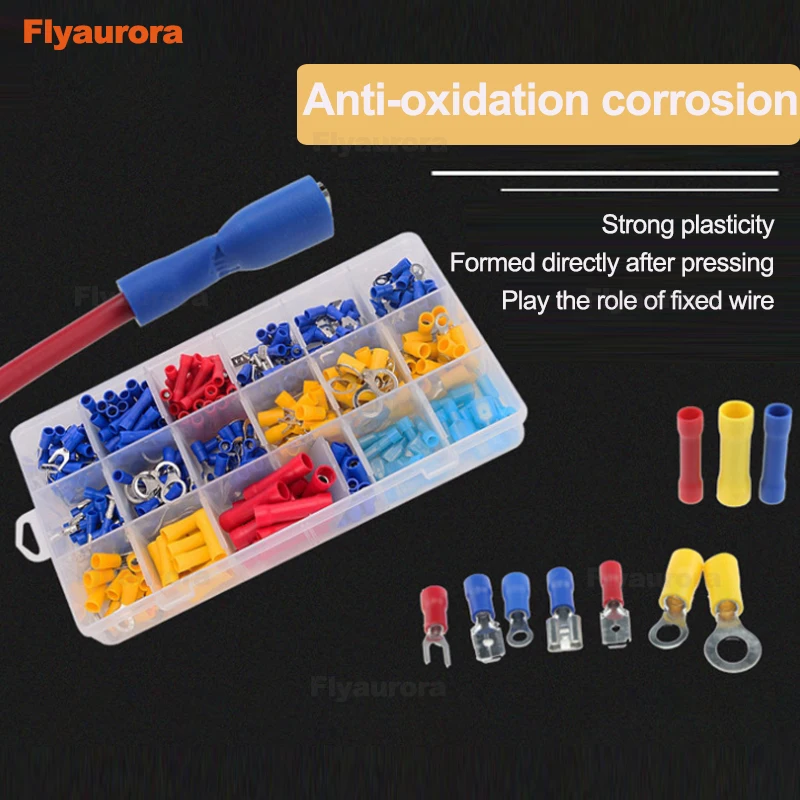 175-360PCS Assorted Insulated Electrical Wire Crimp Cable Connector Spade Butt Ring Fork Set Ring Lugs Rolled Terminals Kit
175-360PCS Assorted Insulated Electrical Wire Crimp Cable Connector Spade Butt Ring Fork Set Ring Lugs Rolled Terminals Kit