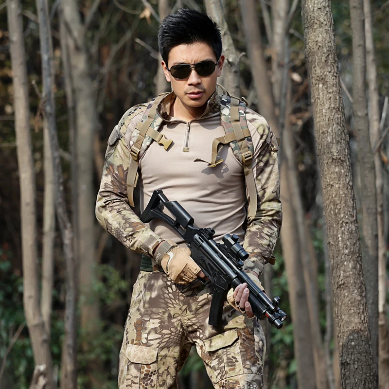 

Military Suits Camouflage Tactical Clothes Uniform SWAT Soilders Airsoft War Game T Shirt + Pants Men CS Combat Sets Frog Suits