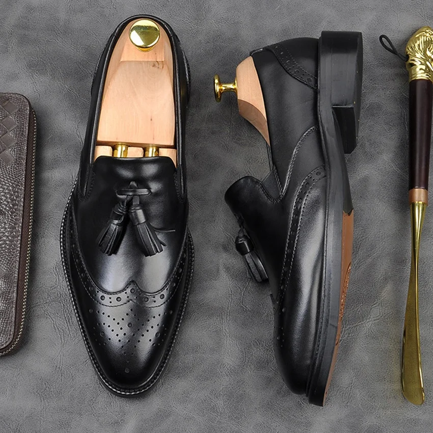 High Quality Genuine Leather Formal Dress Wingtip Brogues Shoes Pointed Toe Slip on Men's Goodyear Wedding Party Loafers AM286
High Quality Genuine Leather Formal Dress Wingtip Brogues Shoes Pointed Toe Slip on Men's Goodyear Wedding Party Loafers AM286