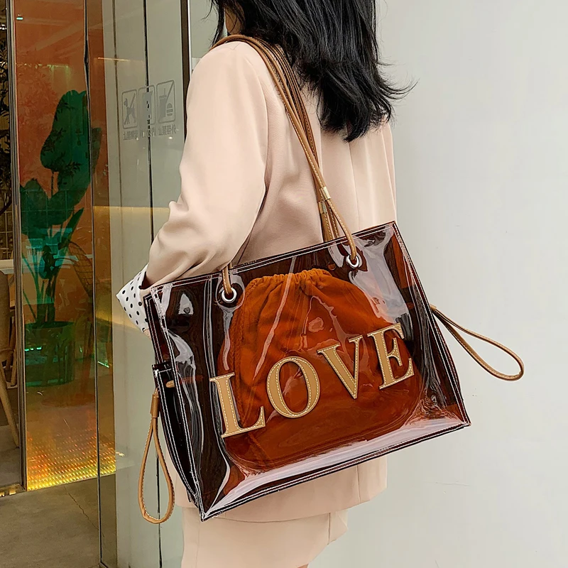 2022 Transparent jelly bag Large Tote bag summer new quality PVC Women's Designer Handbag Large-capacity shoulder bag Beach bag
2022 Transparent jelly bag Large Tote bag summer new quality PVC Women's Designer Handbag Large-capacity shoulder bag Beach bag