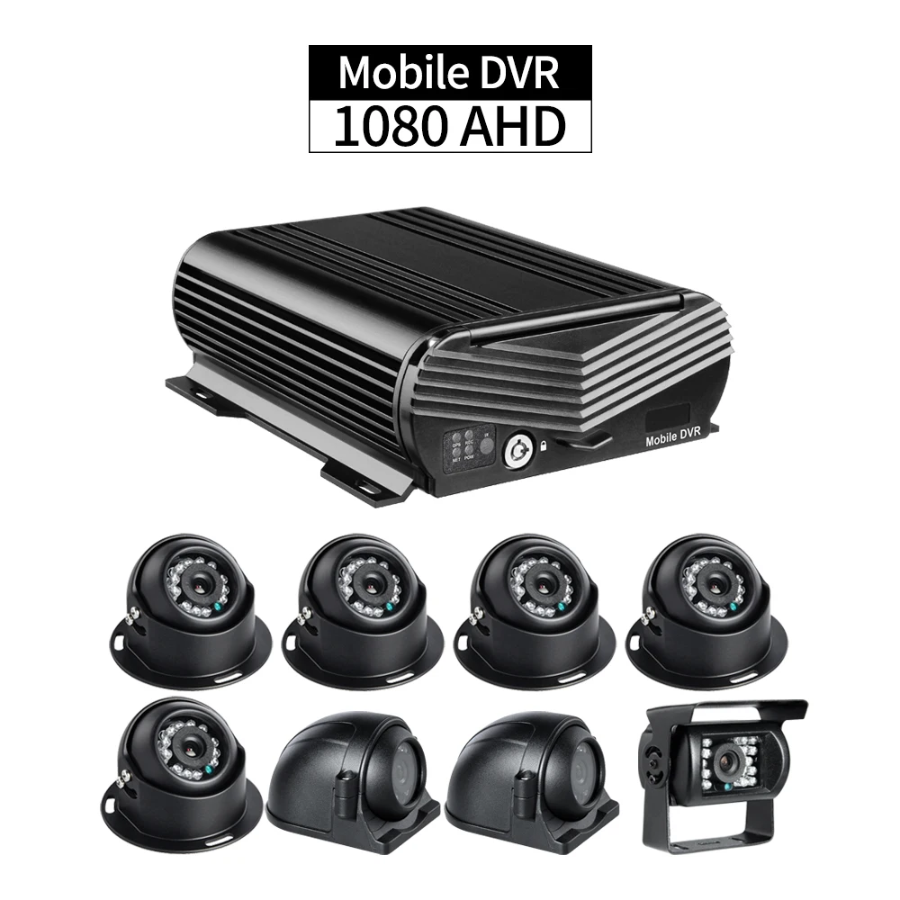 8CH AHD 1080 Hard Disk Mobile DVR 8Pcs 2.0MP Vehicle Cameras Playback Delayed Shutdown G-sensor for Semi-truck Bus Surveillance |