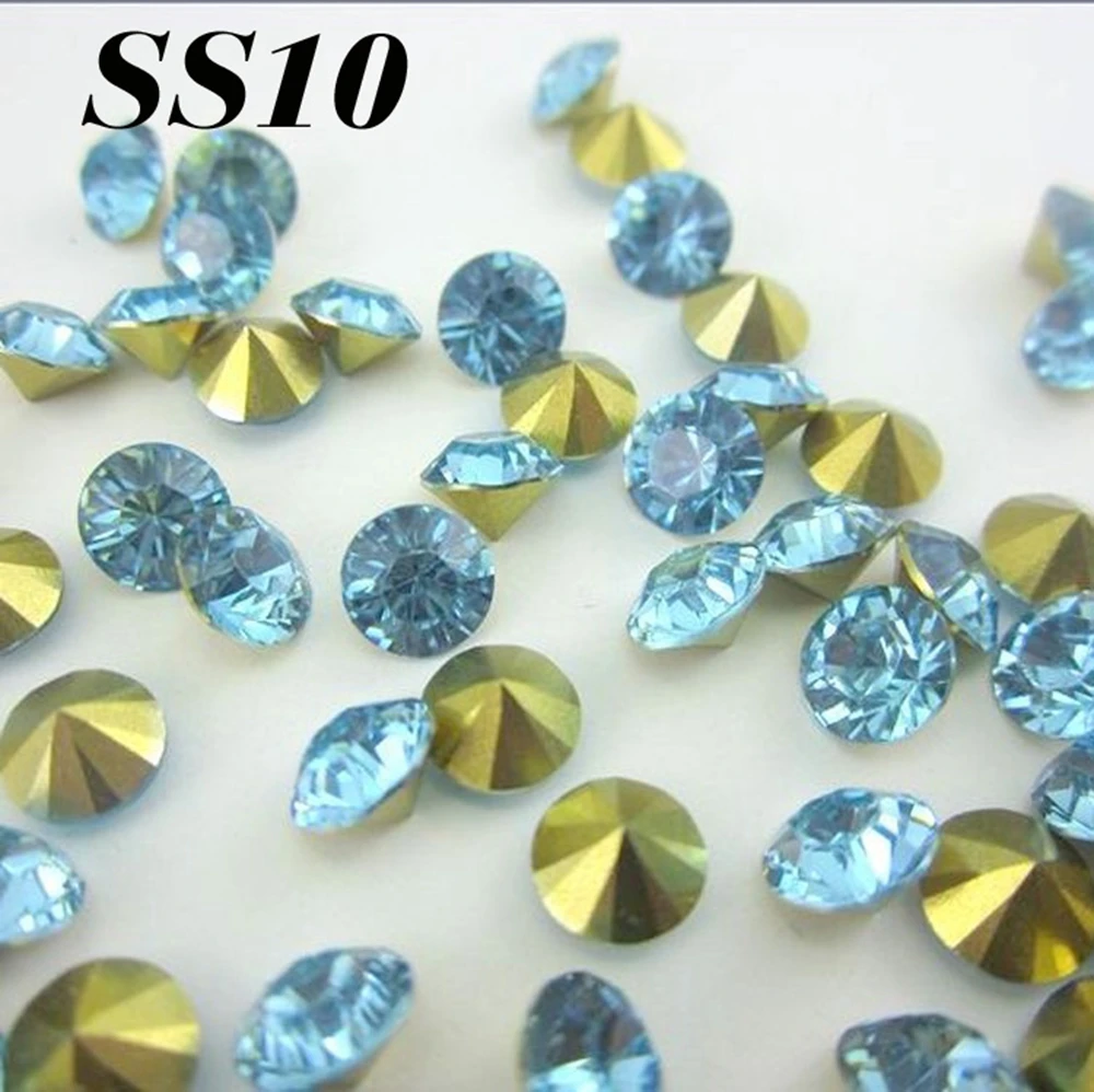 

Free shipping New 1440pcs(10G) SS10 Sky blue Resin rhinestones Pointback for Nail Art /Bags/Garment/Shoes Decoration