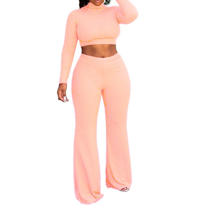 Autumn Winter Ribbed 2 Two Piece Set Women Outfits Highneck Long Sleeve Crop Top and High Waist Wide Leg Pant Suit Matching Sets
Autumn Winter Ribbed 2 Two Piece Set Women Outfits Highneck Long Sleeve Crop Top and High Waist Wide Leg Pant Suit Matching Sets