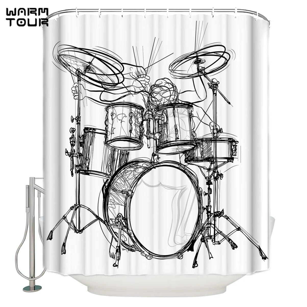 WARMTOUR Shower Curtain Shelf Drum Rock Music Waterproof Shower Curtain Bathroom Decor
WARMTOUR Shower Curtain Shelf Drum Rock Music Waterproof Shower Curtain Bathroom Decor