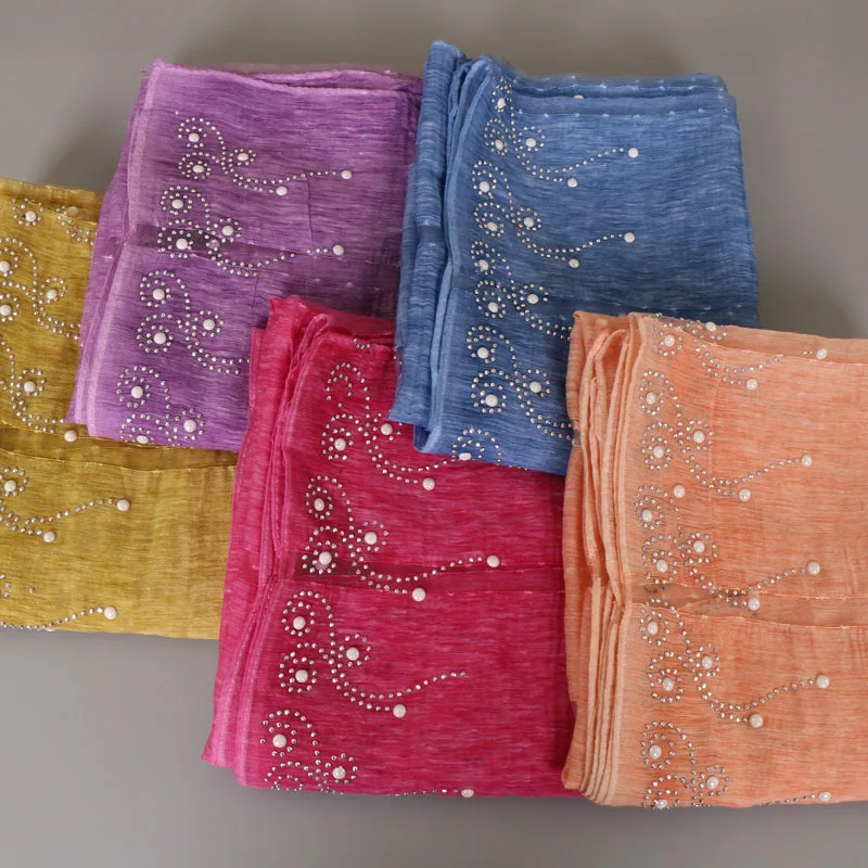 Women's Plain Iron Beads Scarf Polyester Silk Scarves Studs Silver Pearls Scarves Headband Wraps Muslim Scarves Shawls 170*75cm
Women's Plain Iron Beads Scarf Polyester Silk Scarves Studs Silver Pearls Scarves Headband Wraps Muslim Scarves Shawls 170*75cm