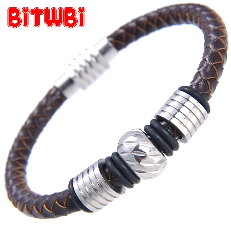 Punk Stainless Steel leather Magnet Bracele jewelry Bangles Brown Cowhide Rope 21cm Long Charm Bracelet for Women Men
Punk Stainless Steel leather Magnet Bracele jewelry Bangles Brown Cowhide Rope 21cm Long Charm Bracelet for Women Men