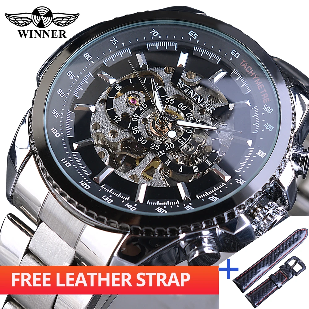 Winner Watch + Band Set Combination Sport Male Automatic Watches Brand Silver Bezel Montre Homme Clock Steampunk Skeleton Clock
Winner Watch + Band Set Combination Sport Male Automatic Watches Brand Silver Bezel Montre Homme Clock Steampunk Skeleton Clock
