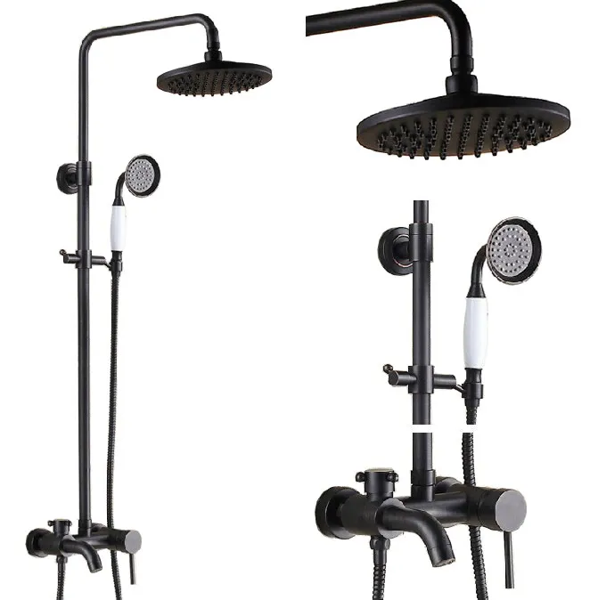 Black Oil Rubbed Brass Single Handle Bathroom 8 Inch Round Rain Shower Faucet Set Bath Tub Mixer Tap Hand Shower mrs344
Black Oil Rubbed Brass Single Handle Bathroom 8 Inch Round Rain Shower Faucet Set Bath Tub Mixer Tap Hand Shower mrs344