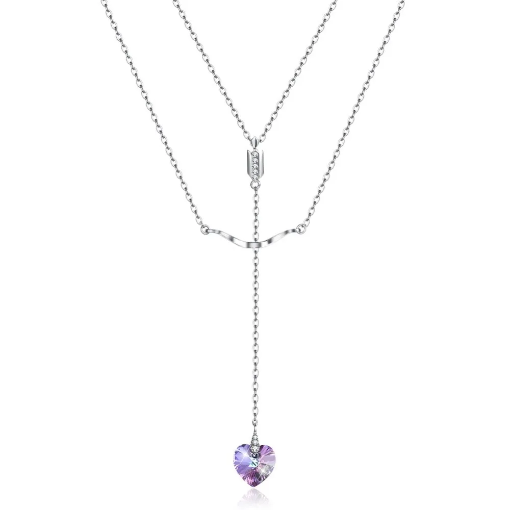 Women Double Layered Necklaces 925 Sterling Silver Zircon Heart Crystal Pendant Necklaces S925 Fashion Lady Charm Sweater Wears
Women Double Layered Necklaces 925 Sterling Silver Zircon Heart Crystal Pendant Necklaces S925 Fashion Lady Charm Sweater Wears