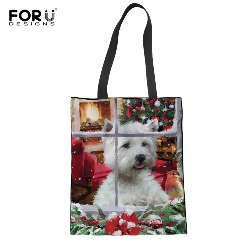 FORUDESIGNS Christmas Westie Print Totes Bags Santa Claus Shopping Bag Shoulder Bags Canvas Handbag for New Year Xmas Gift Bag
FORUDESIGNS Christmas Westie Print Totes Bags Santa Claus Shopping Bag Shoulder Bags Canvas Handbag for New Year Xmas Gift Bag