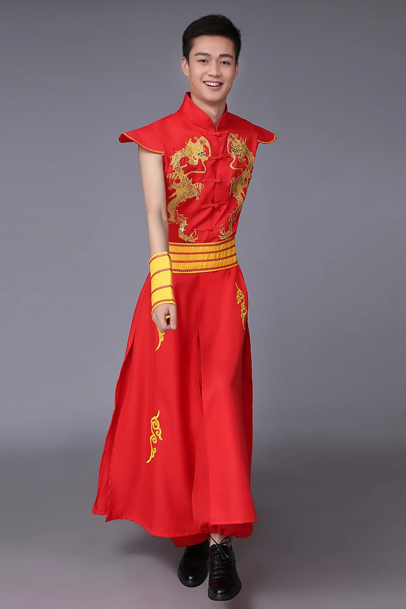 Китайский Мужской костюм для танца с драконом Национальный акробатики Yangko