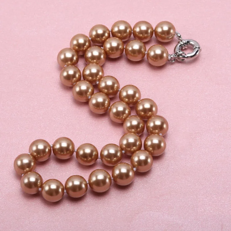 JYX 2019 charming necklace light coffee 18mm Seashell Pearl Round Beads Necklace high quality 18" elegant jewelry for women
JYX 2019 charming necklace light coffee 18mm Seashell Pearl Round Beads Necklace high quality 18" elegant jewelry for women
