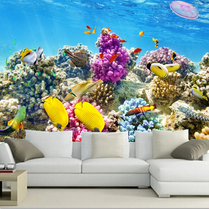 

3D фрески на заказ, кораллы, рыба, подводный мир, животные, природные обои, гостиная, диван, телевизор, настенная бумага для спальни