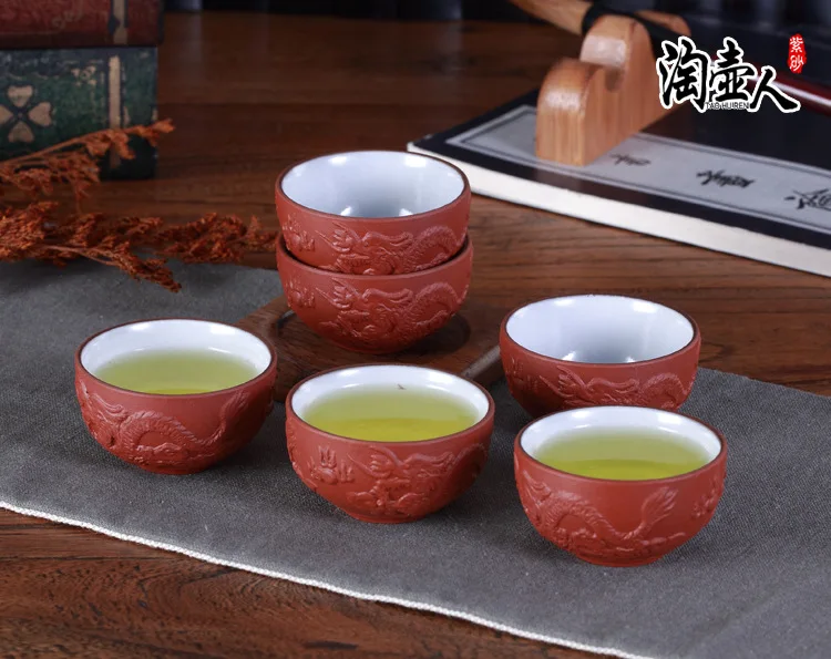 6 pieces set Wholesale Zisha tea Dragon Cup Pu'er cup tea mouth cup 35ml purple clay Kung Fu Dragon cup Free shipping
6 pieces set Wholesale Zisha tea Dragon Cup Pu'er cup tea mouth cup 35ml purple clay Kung Fu Dragon cup Free shipping