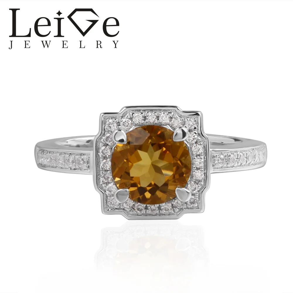 Leige Jewelry Real Yellow Citrine Rings Round Cut Halo Wedding Rings For Woman 925 Sterling Silver Anniversary Rings
Leige Jewelry Real Yellow Citrine Rings Round Cut Halo Wedding Rings For Woman 925 Sterling Silver Anniversary Rings