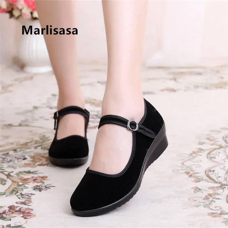 Marlisasa Chaussures Plates Femmes Women Fashion Wedge Heel Comfortable Dance Shoes Lady Black Classic Cloth Spring Shoes F2032
Marlisasa Chaussures Plates Femmes Women Fashion Wedge Heel Comfortable Dance Shoes Lady Black Classic Cloth Spring Shoes F2032