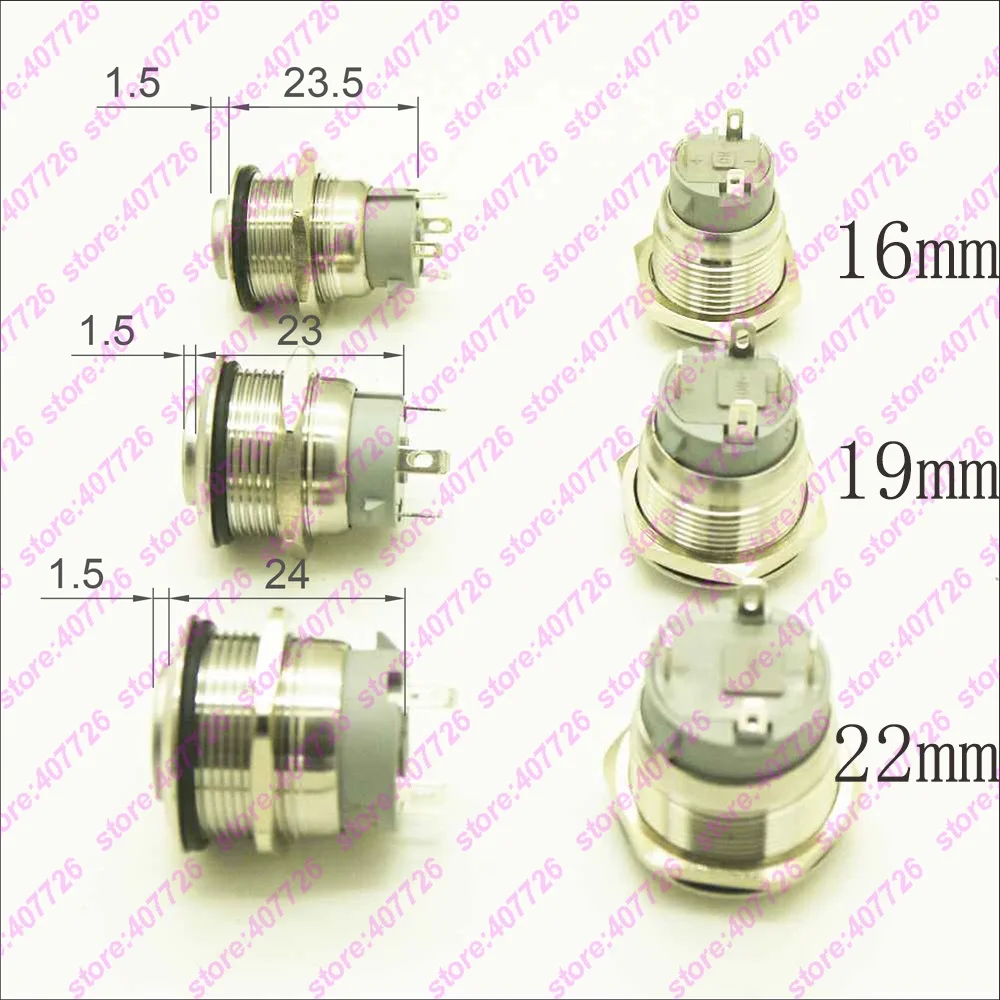 50PCS 16MM/19MM/22MM Stainless Steel Metal Button Switch illuminated Ring LED 12V/24V Momentary Push Not Fixed High Head MAX 10A
50PCS 16MM/19MM/22MM Stainless Steel Metal Button Switch illuminated Ring LED 12V/24V Momentary Push Not Fixed High Head MAX 10A