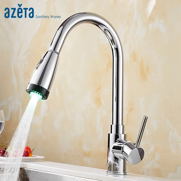 Кухонный Смеситель Azeta MK9824LD выдвижной кран из хромированной латуни 2 выхода одна
