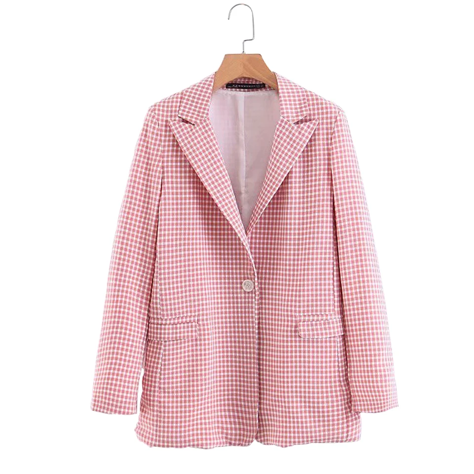 Women Casual Plaid Blazers Coats 2019 Spring Summer Long Sleeve Single Button Notched Collar Female OL Blazer Ladies Coat
Women Casual Plaid Blazers Coats 2019 Spring Summer Long Sleeve Single Button Notched Collar Female OL Blazer Ladies Coat