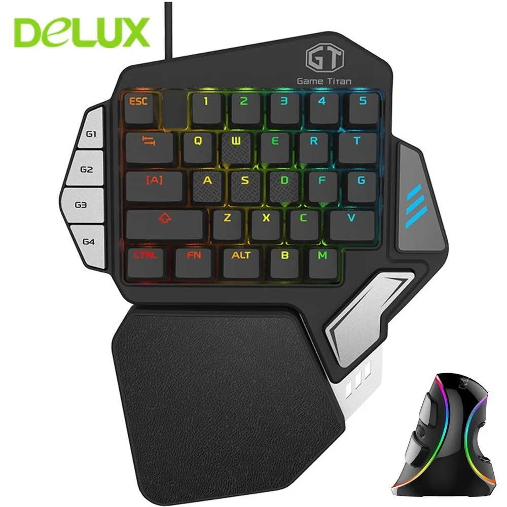 Delux Gamer T9X Mechanical Keyboard Professional Single Hand Wired Keypad With M618 Plus RGB Vertical Mouse
Delux Gamer T9X Mechanical Keyboard Professional Single Hand Wired Keypad With M618 Plus RGB Vertical Mouse