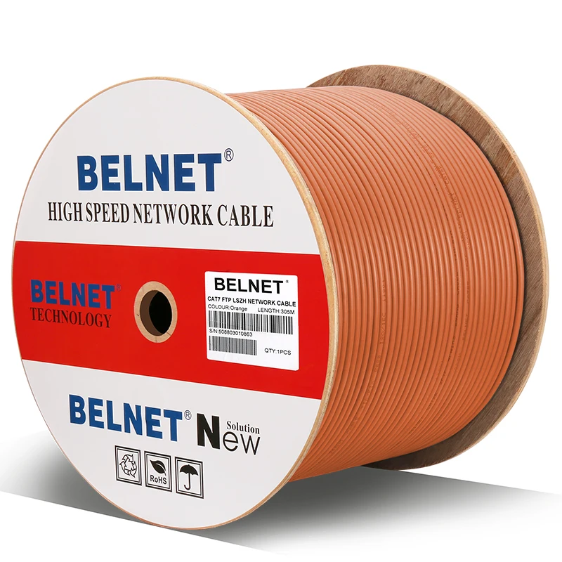 

Сетевой Ethernet-Кабель BELNET Cat7 RJ45 SFTP 23AWG, медный LSZH 550 мгц, 305 Мбит/с, кабель локальной сети, twistd пара, тест Fluke футов, м