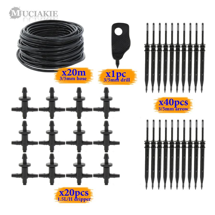 MUCIAKIE 20M Black Garden Yard Balcony Micro Drip Irrigation Kits for Bonsai Plants Open Land Trees Flowers Home Arrow Drop
MUCIAKIE 20M Black Garden Yard Balcony Micro Drip Irrigation Kits for Bonsai Plants Open Land Trees Flowers Home Arrow Drop