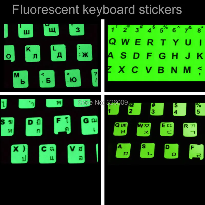 Fluorescent keyboard stickers Russian Thai Korean Alphabet for all kind of keyboard Fluorescence luminous layout Shine long time
Fluorescent keyboard stickers Russian Thai Korean Alphabet for all kind of keyboard Fluorescence luminous layout Shine long time