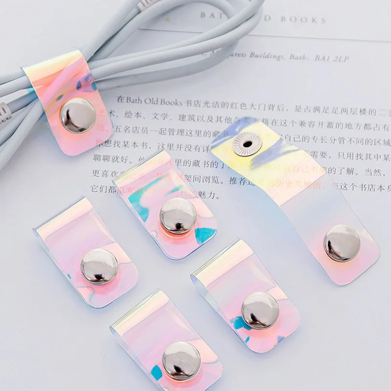 3PCS Laser USB Charger Cable Protector DIY Set with Winder Charging stickers Spiral Cord protector Desk | Канцтовары для офиса и