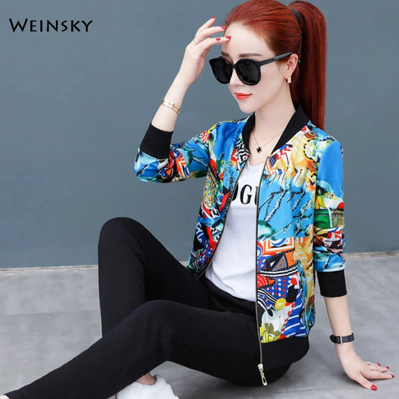 Women Thin Print Baseball Jackets 2019 New Coat Women Jacket Fashion Youth Bomber Jackets Streetwear Baseball Uniform
Women Thin Print Baseball Jackets 2019 New Coat Women Jacket Fashion Youth Bomber Jackets Streetwear Baseball Uniform