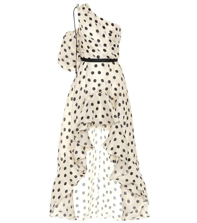 Iiregular One Shoulder Polka Dot Chiffon Dress Long Sexy Elegant Backless Twisted Ruffles Slit Maxi Dress With Belt Summer Women
Iiregular One Shoulder Polka Dot Chiffon Dress Long Sexy Elegant Backless Twisted Ruffles Slit Maxi Dress With Belt Summer Women