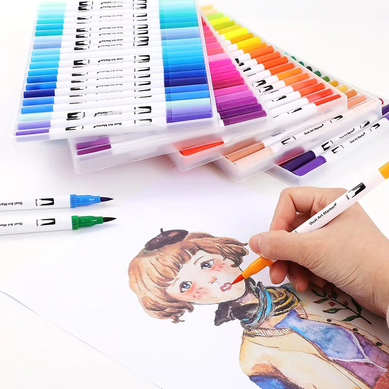 Anime Manga Fineliner Pen Watercolor Dual Tip Brush Pens Graffiti Sketch Drawing Markers For Painting Stationery Art Supplies
Anime Manga Fineliner Pen Watercolor Dual Tip Brush Pens Graffiti Sketch Drawing Markers For Painting Stationery Art Supplies