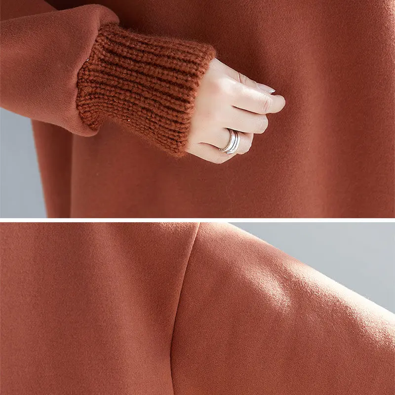 Knit Stitching High Collar Hooded Sweatshirts Femme 2018 Autumn Winter New Plus Velvet Thick Loose Large Size Long Hoodies LQ458
Knit Stitching High Collar Hooded Sweatshirts Femme 2018 Autumn Winter New Plus Velvet Thick Loose Large Size Long Hoodies LQ458